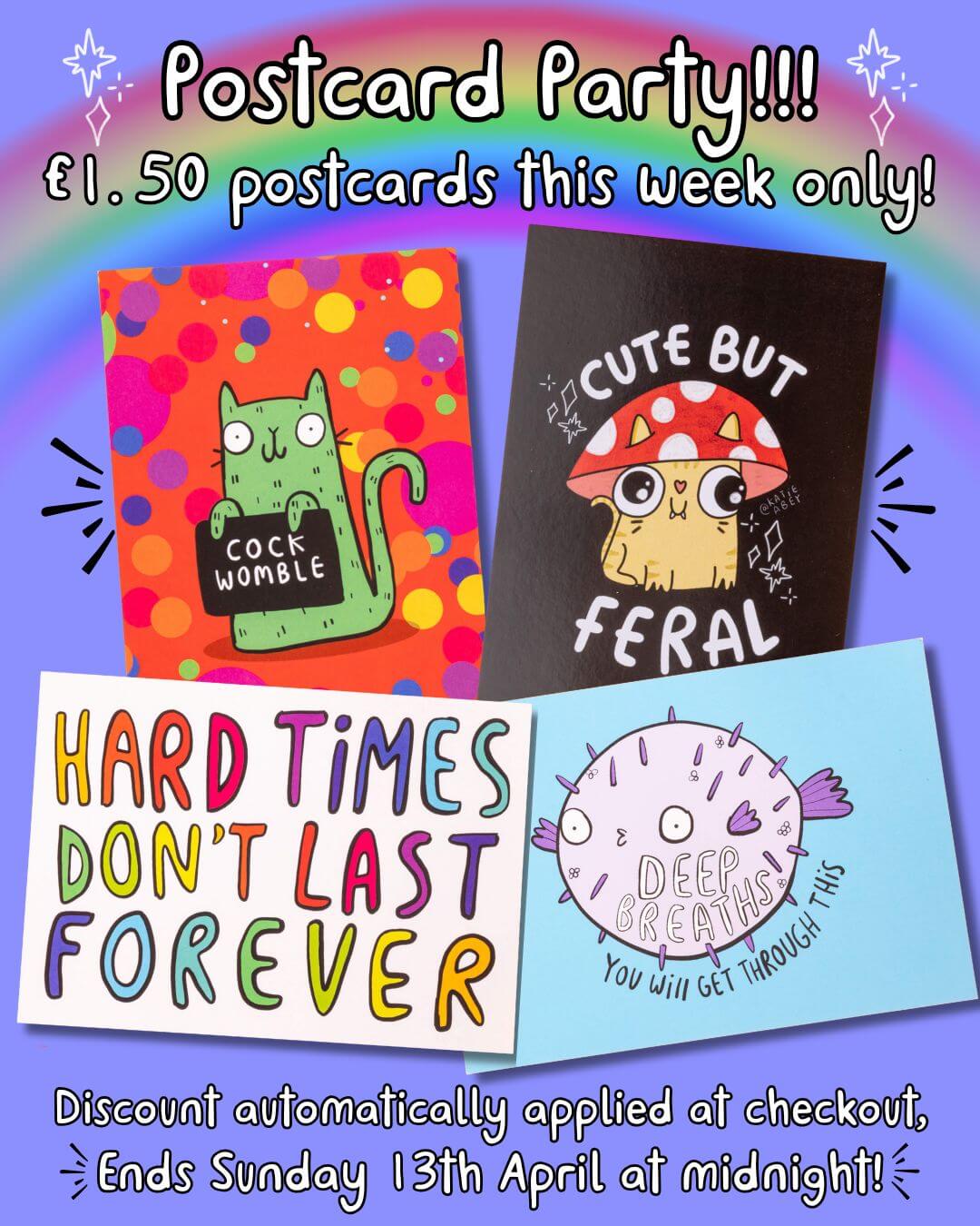 Postcard Party! 🎉 Send Some Joy for Just £1.50 This Week Only! 🌈