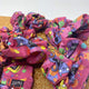 Fun Sweary Cats pink scrunchie, with illustrated colourful cats design in green purple pink red yellow purple. Fun, vibrant and magical designs by Katie Abey and Dawny's Sewing Room in the UK.