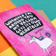 A sleazy looking white unicorn on a pink card with an arrow pointing to it saying 'UNIHORNY' Above that in a black speech bubble it says, 'Whenever I'm around you my vagina gets its own heartbeat.' It is on a pink card with hears and sparkles.