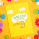 Fun A6 silk finish motivational postcard, featuring a smiley illustrated quaver crisp, on yellow background with white clouds, with speech bubble reading 'good swear word is coming, i can feel it in my crispy bits' and 'the quaver of unwavering hope'. Designed by Katie Abey in the UK