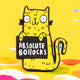 Yellow and black rubber cat fridge magnet with smiley face holding sweary rude sign by katie abey