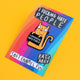 Katie Abey hand drawn illustration enamel pin featuring a bright orange cat with wide, bulging eyes and a mischievous expression, holding a black sign with the bold statement 'I Fucking Hate People'. The pin is attached to its rainbow backing card with Katie Abey logo at the bottom.