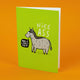 A6 Greetings Card blank inside with illustrated smiley donkey on green background. With white writing that reads 'nice ass' and black speech bubble that reads 'have a lovely day'. Designed in the UK by Katie Abey
