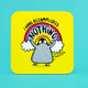 The Penguin of Procrastination Coaster. The coaster is a yellow background with a baby penguin holding its arms up with a rainbow and text behind it reading 'I have accomplished NOTHING'. There's an arrow pointing at the bottom of the penguin with text reading 'the penguin of procrastination'. Designed by Katie Abey in the UK.