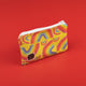 Fun rainbow design print on yellow coin purse. Designed by Katie Abey X Dawny's in the UK