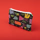 Small Animals print coin purse funny colourful rats hedgehogs guinea pigs rabbits squirrels hamsters on black background. Design by Katie Abey in the UK