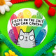 Focus on the things you can control circular vinyl sticker featuring a smiley illustrated cat on rainbow colours and stars. Designed in the UK by Katie Abey